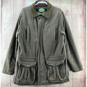 Cabelas Mens L/G Utility Field Jacket Canvas Lined Outdoor Gear Khaki Chore Coat